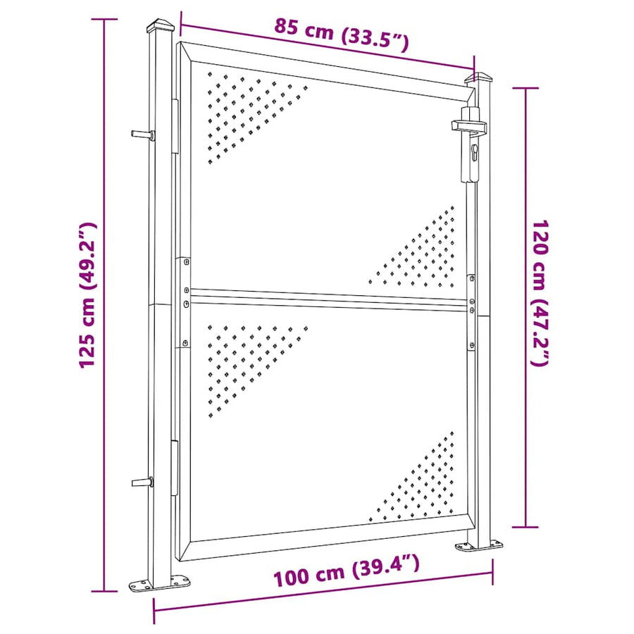 Garden Gate 100x120 cm Stainless Steel