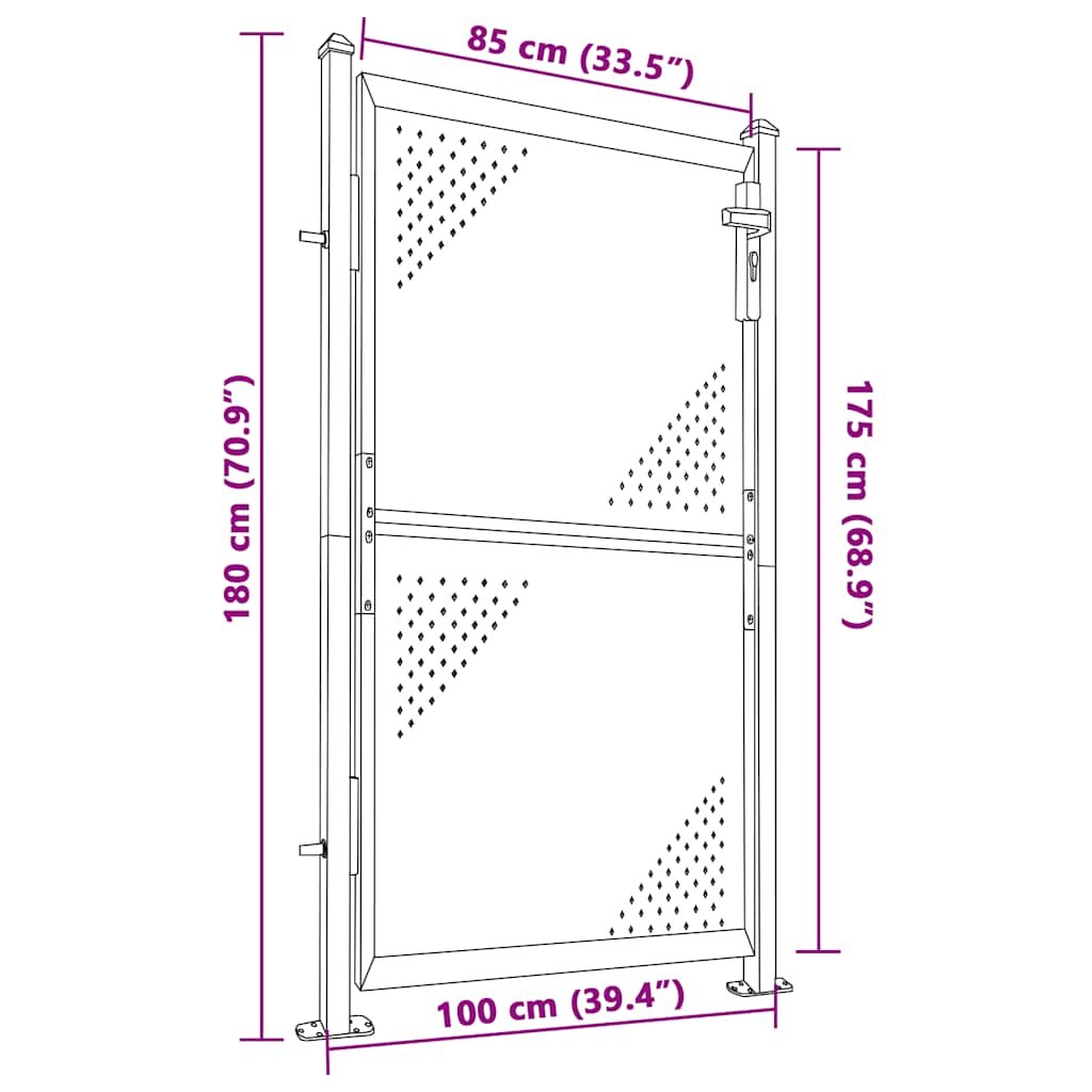 Garden Gate 100x175 cm Stainless Steel