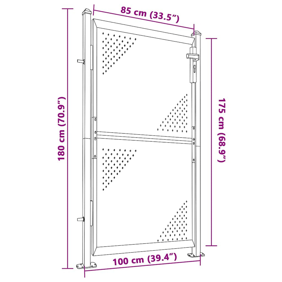 Garden Gate 100x175 cm Stainless Steel