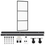 Sliding Door with Hardware Set ESG Glass&Aluminium 76x205 cm - Front View