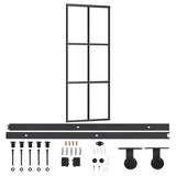 Sliding Door with Hardware Set ESG Glass&Aluminium 76x205 cm - Front View
