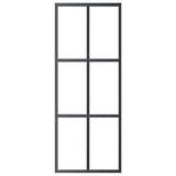 Sliding Door with Hardware Set ESG Glass&Aluminium 76x205 cm - Top-Down View
