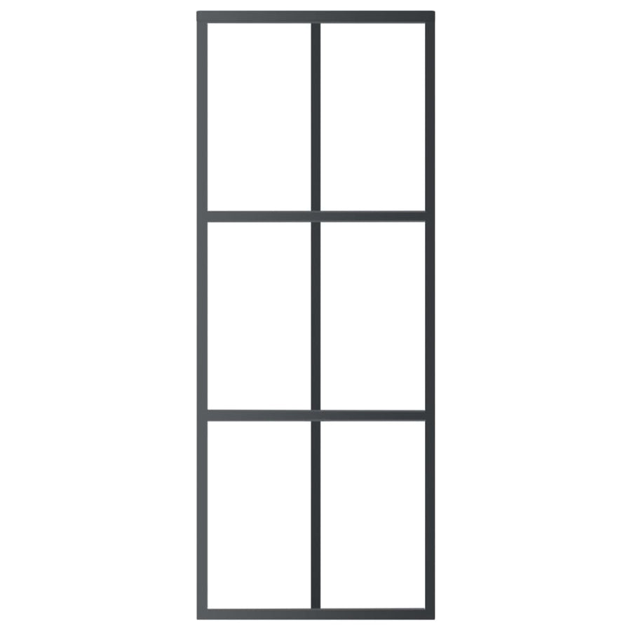 Sliding Door with Hardware Set ESG Glass&Aluminium 76x205 cm