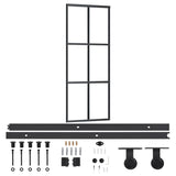 Sliding Door with Hardware Set ESG Glass&Aluminium 76x205 cm - Front View