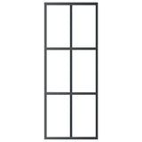 Sliding Door with Hardware Set ESG Glass&Aluminium 76x205 cm - Top-Down View
