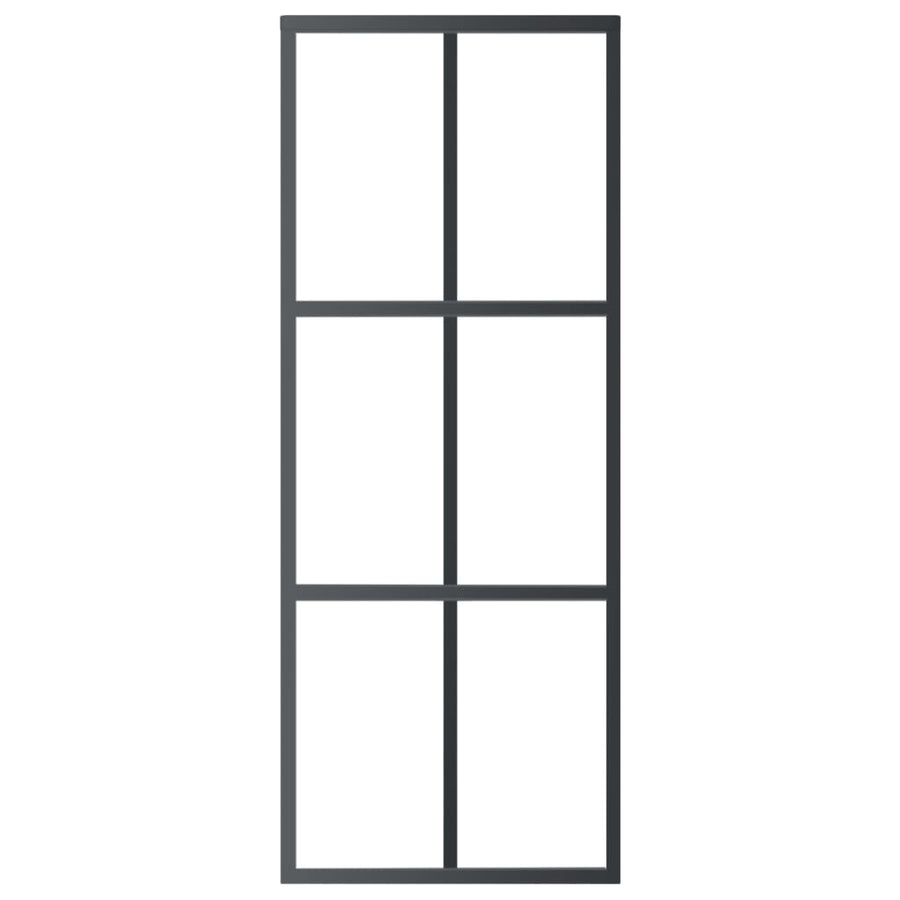 Sliding Door with Hardware Set ESG Glass&Aluminium 76x205 cm