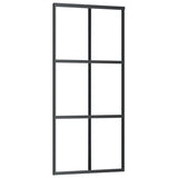Sliding Door with Hardware Set ESG Glass&Aluminium 90x205 cm - Side View