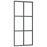 Sliding Door with Hardware Set ESG Glass&Aluminium 90x205 cm - Side View