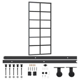 Sliding Door with Hardware Set ESG Glass&Aluminium 90x205 cm - Front View