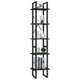 5-Tier Book Cabinet Black 40x30x175 cm Engineered Wood - Side View