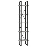 5-Tier Book Cabinet Concrete Grey 40x30x175 cm Engineered Wood
