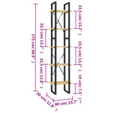 5-Tier Book Cabinet 40x30x175 cm Pinewood - Close-Up Angle