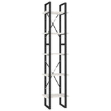 5-Tier Book Cabinet White 40x30x175 cm Pinewood - Front View