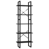 5-Tier Book Cabinet Black 60x30x175 cm Engineered Wood