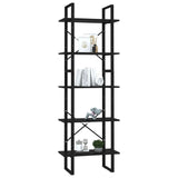 5-Tier Book Cabinet Black 60x30x175 cm Engineered Wood - Side View