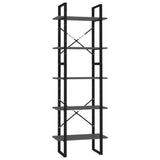5-Tier Book Cabinet Grey 60x30x175 cm Engineered Wood - Front View