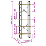 5-Tier Book Cabinet Sonoma Oak 60x30x175 cm Engineered Wood