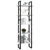 5-Tier Book Cabinet White 60x30x175 cm Pinewood - Side View
