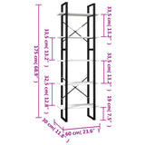 5-Tier Book Cabinet White 60x30x175 cm Pinewood