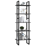 5-Tier Book Cabinet Grey 60x30x175 cm Pinewood - Side View