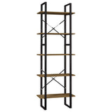 5-Tier Book Cabinet Brown 60x30x175 cm Solid Wood Pine - Front View