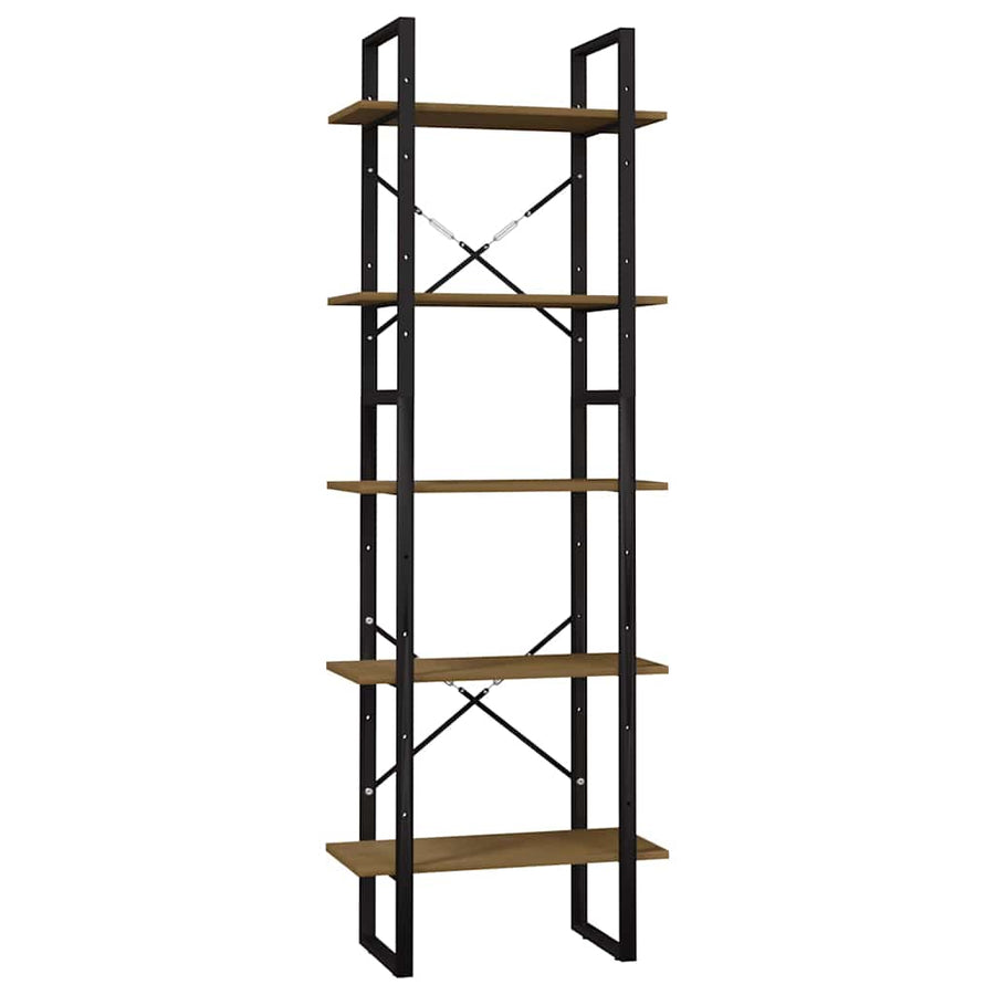 5-Tier Book Cabinet Brown 60x30x175 cm Solid Wood Pine