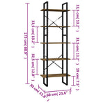 5-Tier Book Cabinet Brown 60x30x175 cm Solid Wood Pine
