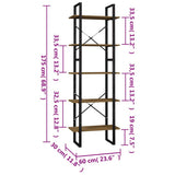 5-Tier Book Cabinet Brown 60x30x175 cm Solid Wood Pine - 45-Degree Angle