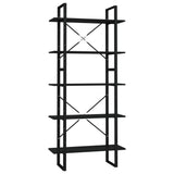 5-Tier Book Cabinet Black 80x30x175 cm Engineered Wood - Front View