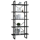 5-Tier Book Cabinet Black 80x30x175 cm Engineered Wood - Side View
