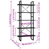5-Tier Book Cabinet Black 80x30x175 cm Engineered Wood - Top-Down View