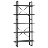 5-Tier Book Cabinet Grey 80x30x175 cm Engineered Wood
