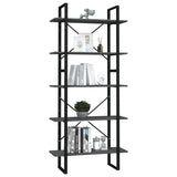 5-Tier Book Cabinet Grey 80x30x175 cm Engineered Wood - Side View