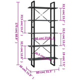 5-Tier Book Cabinet Grey 80x30x175 cm Engineered Wood - Top-Down View