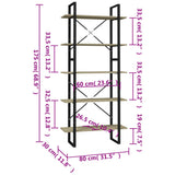 5-Tier Book Cabinet Sonoma Oak 80x30x175 cm Engineered Wood - Top-Down View