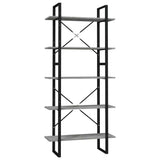 5-Tier Book Cabinet Concrete Grey 80x30x175 cm Engineered Wood
