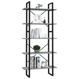 5-Tier Book Cabinet Concrete Grey 80x30x175 cm Engineered Wood - Side View
