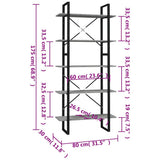 5-Tier Book Cabinet Concrete Grey 80x30x175 cm Engineered Wood - Top-Down View