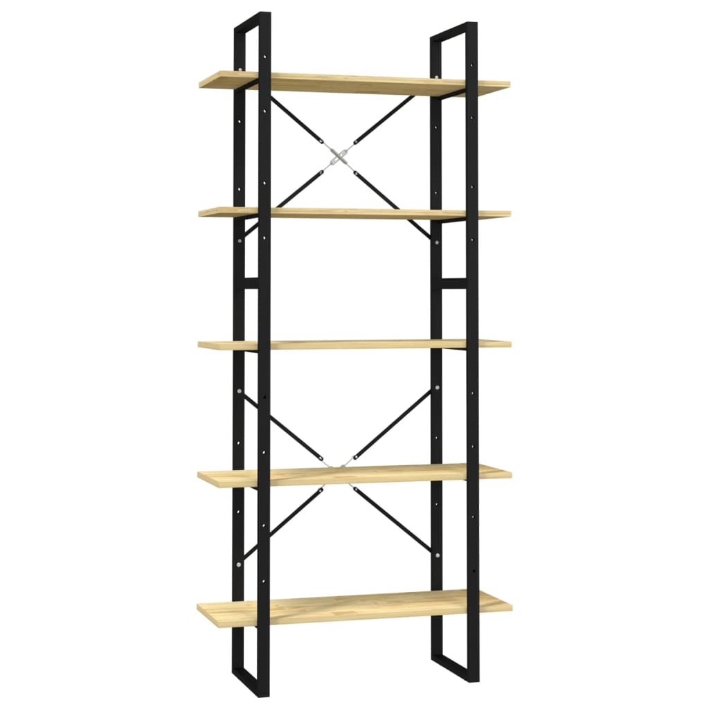 5-Tier Book Cabinet 80x30x175 cm Pinewood