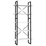 5-Tier Book Cabinet White 80x30x175 cm Pinewood - Front View