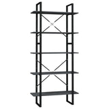5-Tier Book Cabinet Grey 80x30x175 cm Pinewood - Front View