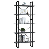 5-Tier Book Cabinet Grey 80x30x175 cm Pinewood - Side View