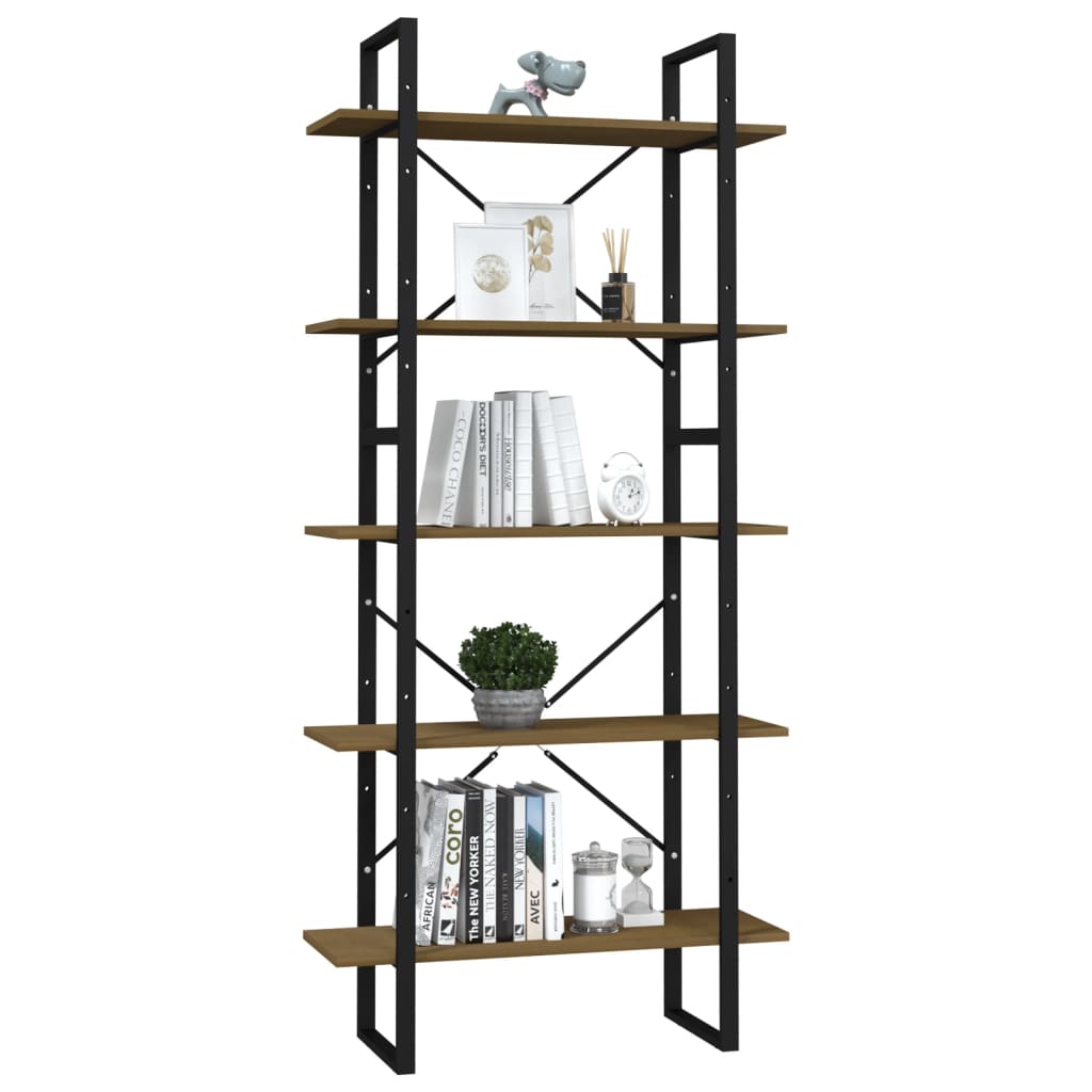5-Tier Book Cabinet Brown 80x30x175 cm Pinewood