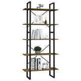 5-Tier Book Cabinet Brown 80x30x175 cm Pinewood