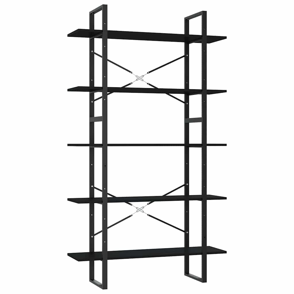 5-Tier Book Cabinet Black 100x30x175 cm Engineered Wood