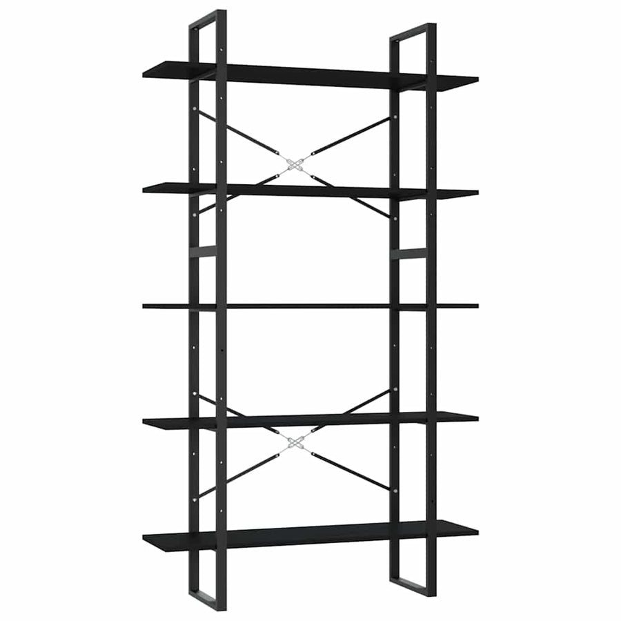 5-Tier Book Cabinet Black 100x30x175 cm Engineered Wood