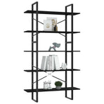 5-Tier Book Cabinet Black 100x30x175 cm Engineered Wood