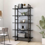 5-Tier Book Cabinet Black 100x30x175 cm Engineered Wood