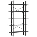 5-Tier Book Cabinet Grey 100x30x175 cm Engineered Wood
