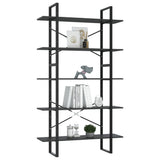 5-Tier Book Cabinet Grey 100x30x175 cm Engineered Wood - Side View